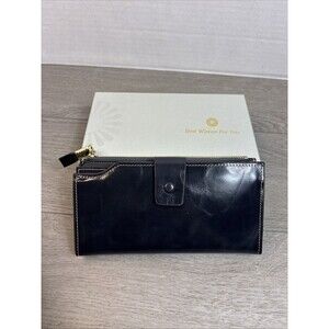 Its Life Women’s Large Wallet Black NIB- Cowhide Leather Snap Zipper